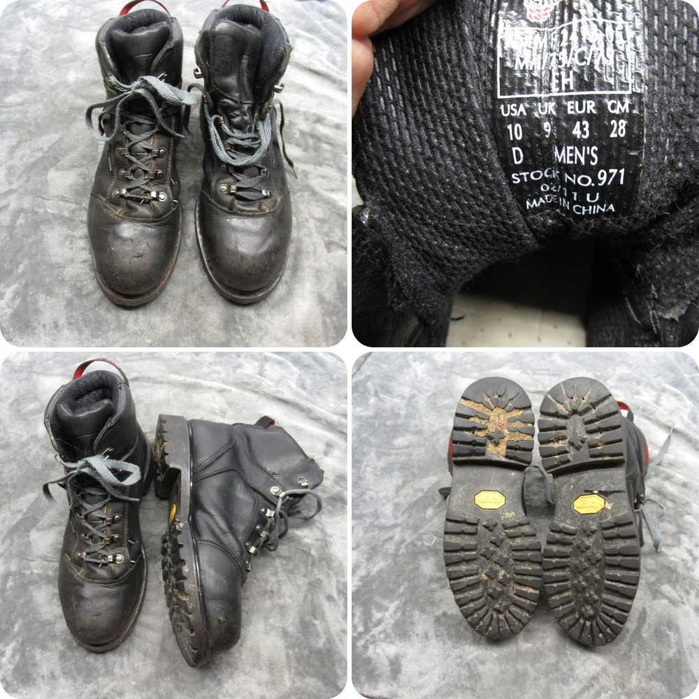 Red Wing‎ Work Boots Mens 10 D Black 971 Leather Waterproof Steel Toe Lace-Up